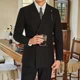 英伦绅装男士双排扣那不勒斯西装套装卡其X208/P165+85控308，男装西服套装，电商A242