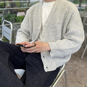 轻熟风粗针加厚男士开衫 黑色 Z63/P115 控148图片