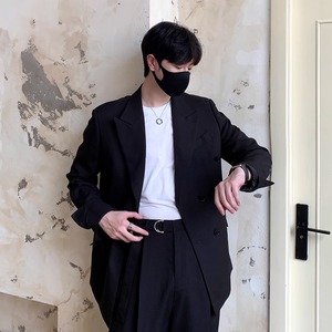 轻薄宽松版型双排扣男士西装 黑色 X223/P165 控198图片