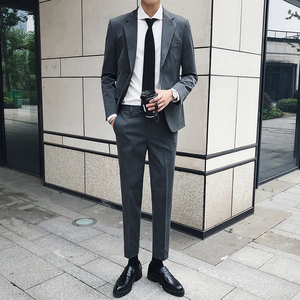 轻熟风色织质感面料男士修身休闲西装西服 X113/P165 控195图片