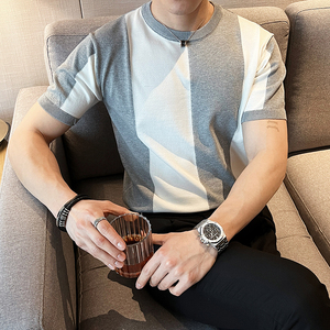 黑白配宽松针织短袖圆领T恤TEE 黑 ST60/P58控88图片