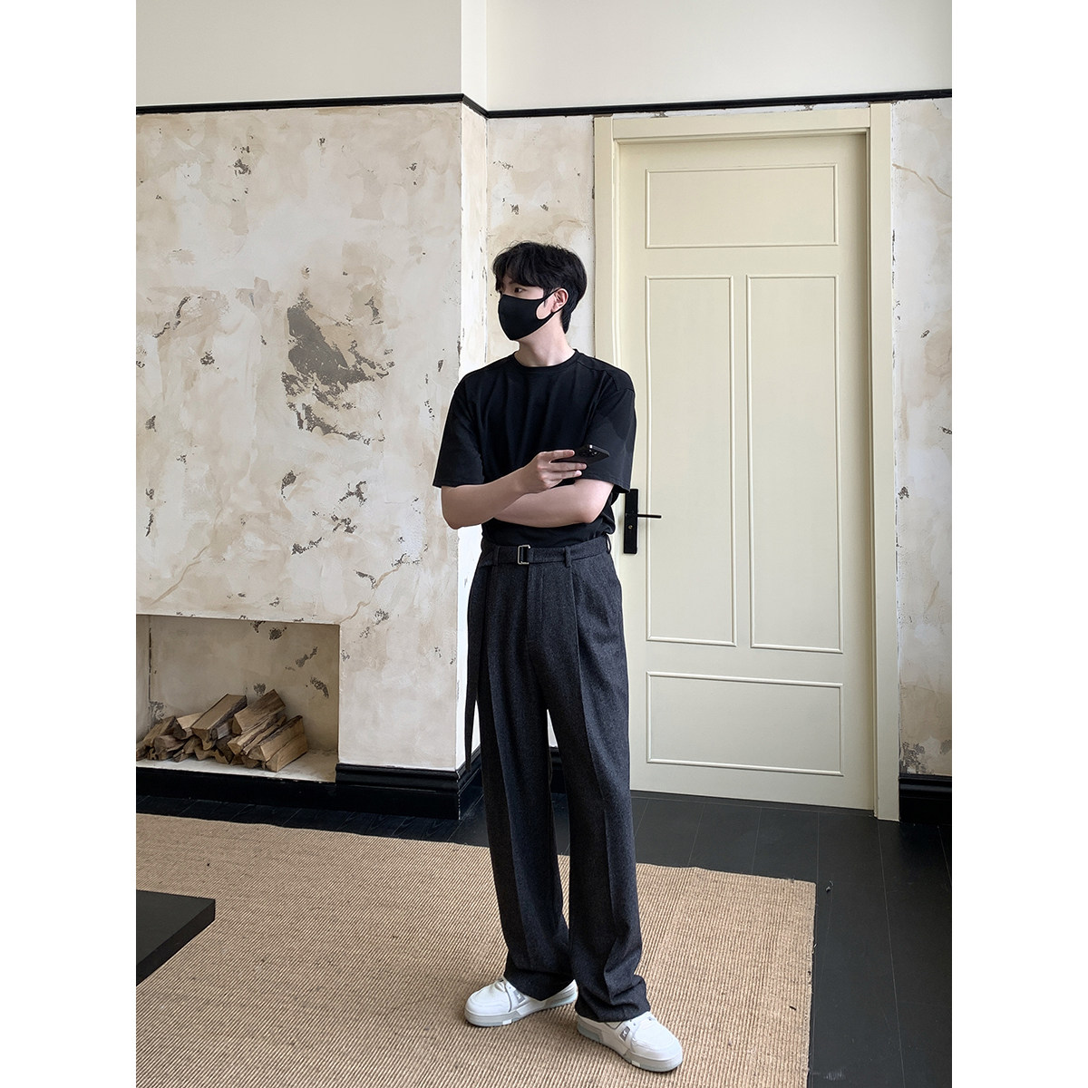 50羊毛男士宽松腰带西裤K221/P115控148,男装西裤,电商A242