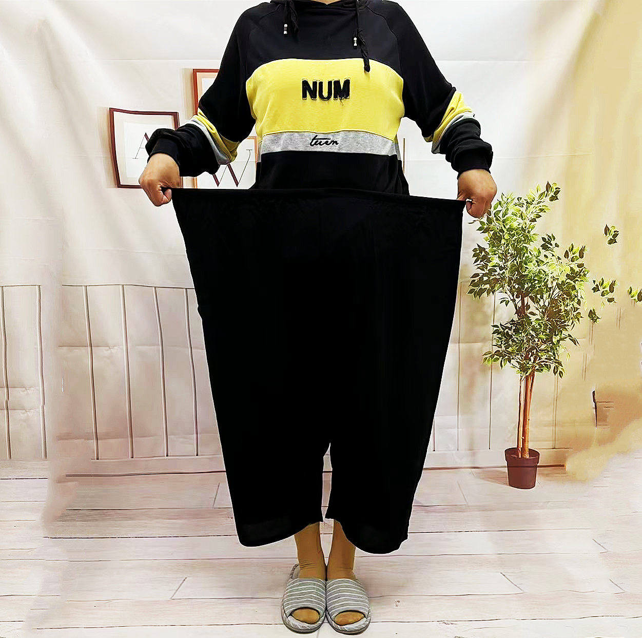 绵绸加大睡裤七分居家女裤纯色7分男棉绸黑色白大码人造棉直筒裤