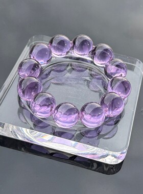 定制紫水晶泡泡珠牛鼻孔手串紫水晶净体水晶圆珠牛鼻子手链转运
