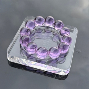 定制紫水晶泡泡珠牛鼻孔手串紫水晶净体水晶圆珠牛鼻子手链转运