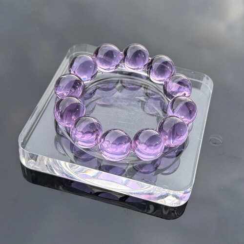 定制紫水晶泡泡珠牛鼻孔手串紫水晶净体水晶圆珠牛鼻子手链转运