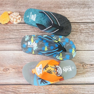 时尚男童帆布带夹脚拖鞋人字拖沙滩休闲潮流凉拖鞋个性舒适防滑潮