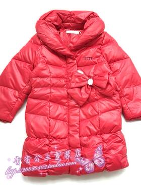 ELLE 专柜正品 冬季女童中长款翻领羽绒服 2DW40613吊牌价格769元