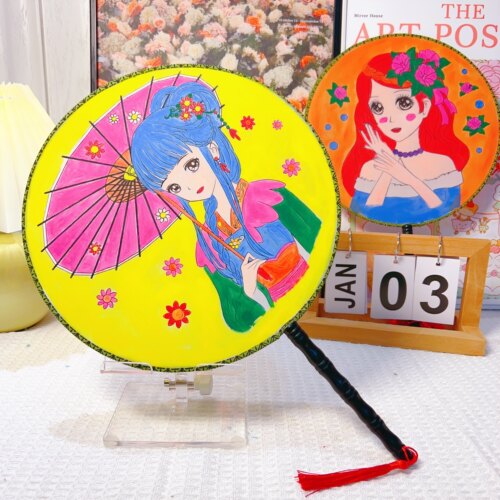 空白团扇diy材料儿童手工绘画