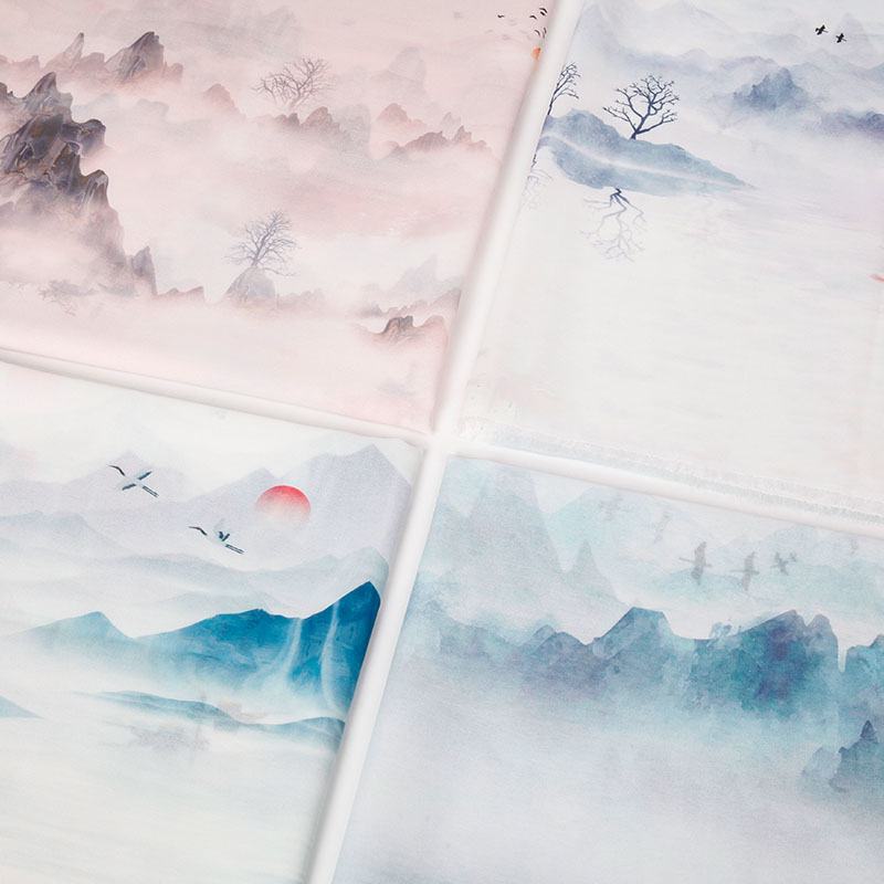 古风山水墨画汉服齐胸裙雪纺面料
