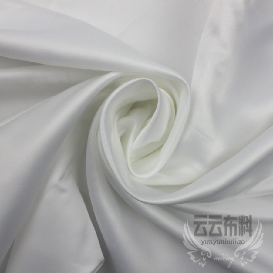 白色布料 亚光贡缎厚缎台湾婚纱缎395缎 礼服布料白色色丁布贡缎
