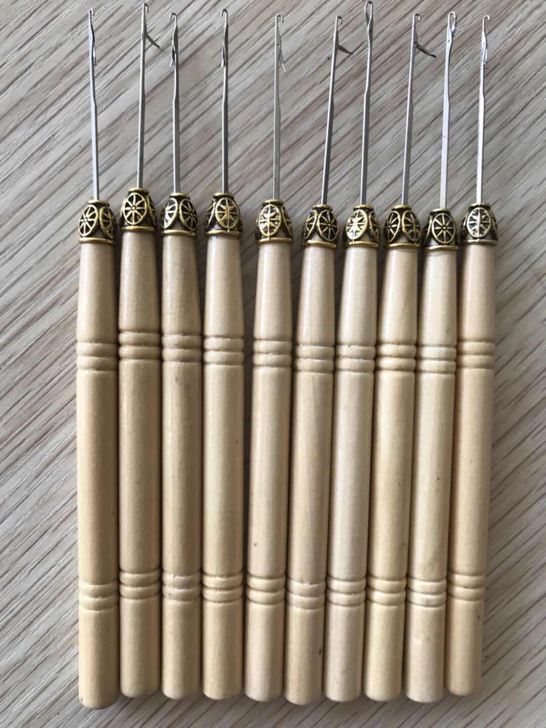 머리 확장 크로 셰 뜨개질 가발 헤어 살롱 특수 나무 손잡이 크로 셰 뜨개질 와이어 크로 셰 뜨개질 페르시 나무 크로 셰 뜨개질 머리 후크