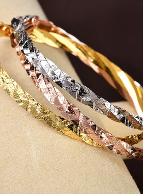 再回首 意大利工艺S925纯银手链女三线镭射银手环水晶链条手饰潮