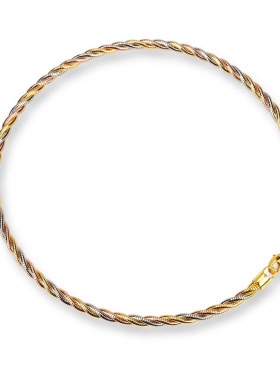 意大利3D工艺丝滑抛光三色彩银项圈5mm加粗三股扭绳链颈圈可调节