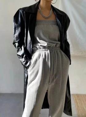 夏女士灰色女短裤牛仔质感抹胸