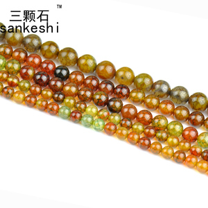 DIY饰品 手工 佛珠 配件 天然龙纹玛瑙散珠 圆珠 串珠半成品