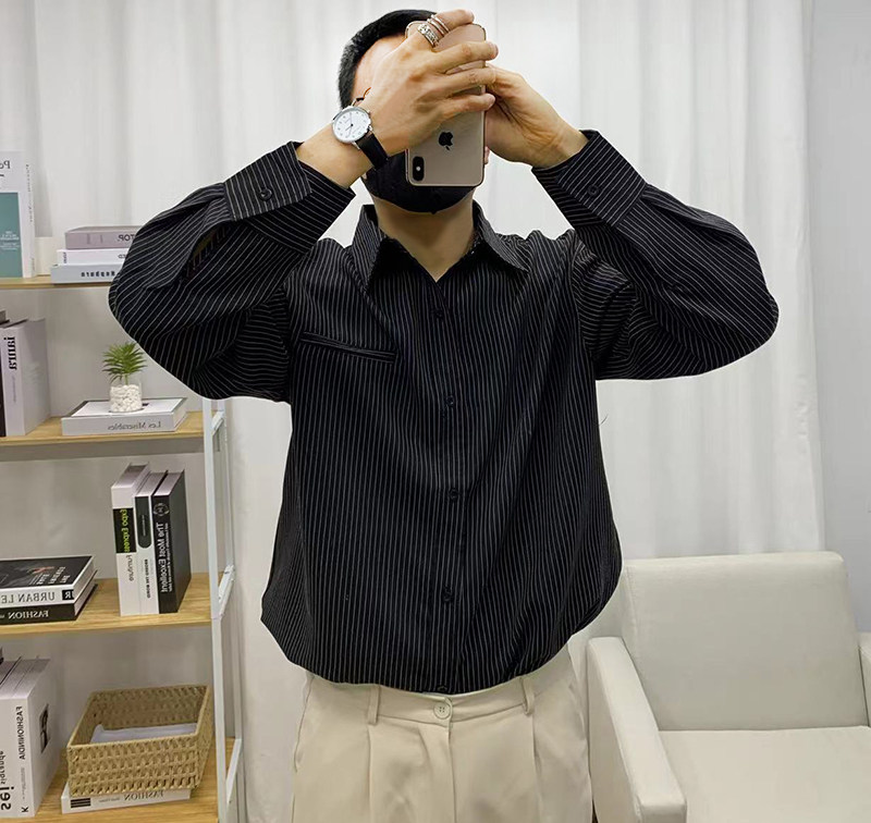 610A-3-CS148-P59韩版男士条纹休闲长袖衬衫潮流衬衣,男装衬衫,星座610A-3（原钱塘4015)