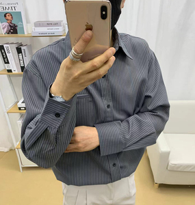 610A-3-CS148-P59韩版男士条纹休闲长袖衬衫潮流衬衣