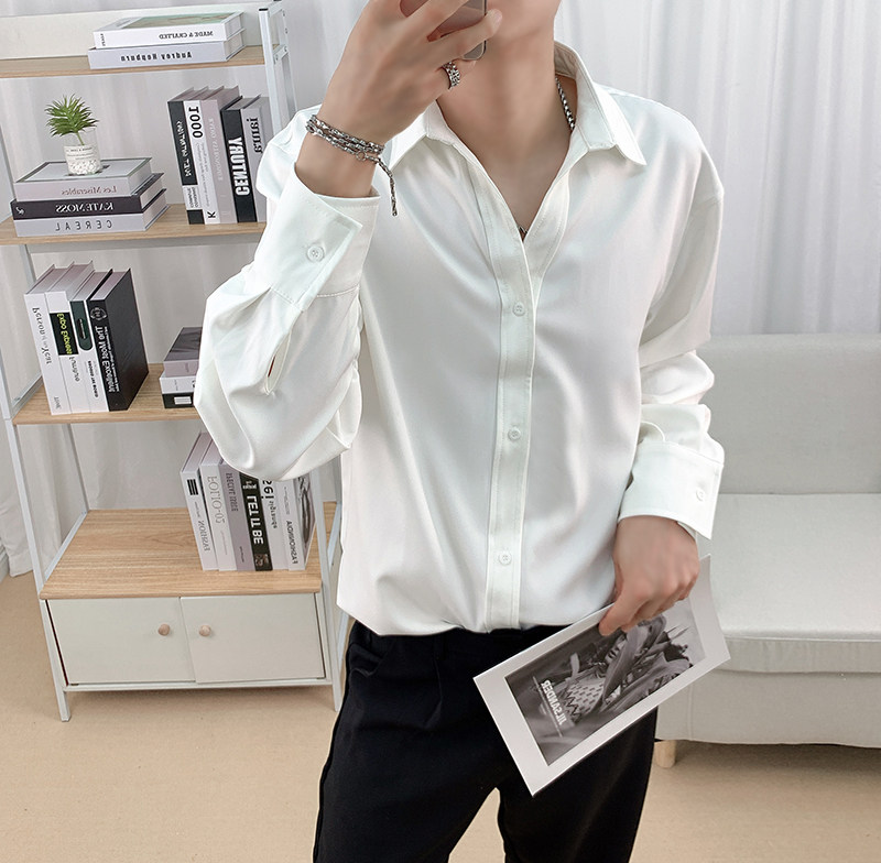 610A-3-CS074-P63男士长袖衬衫休闲白色帅气衬衣秋季上衣,男装衬衫,星座610A-3（原钱塘4015)