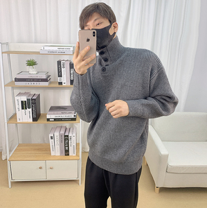 韩版男士翻领长袖套头针织衫 610A-MY182-P90图片