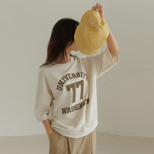 圆领套头上衣 新款 韩版 宽松慵懒风字母印花灰色卫衣女外套2026春季