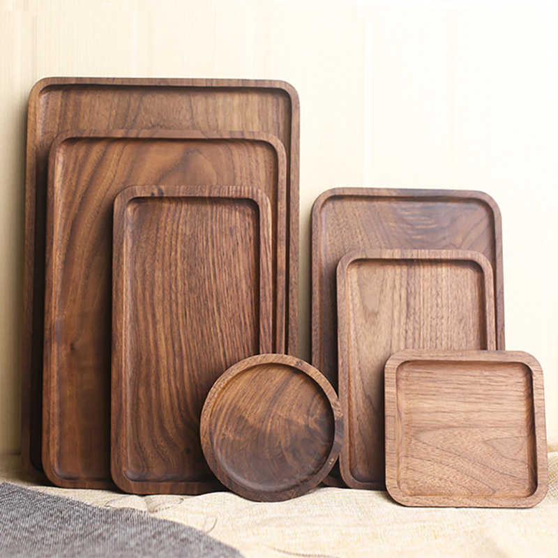 长形黑胡桃实木托盘整木无拼接