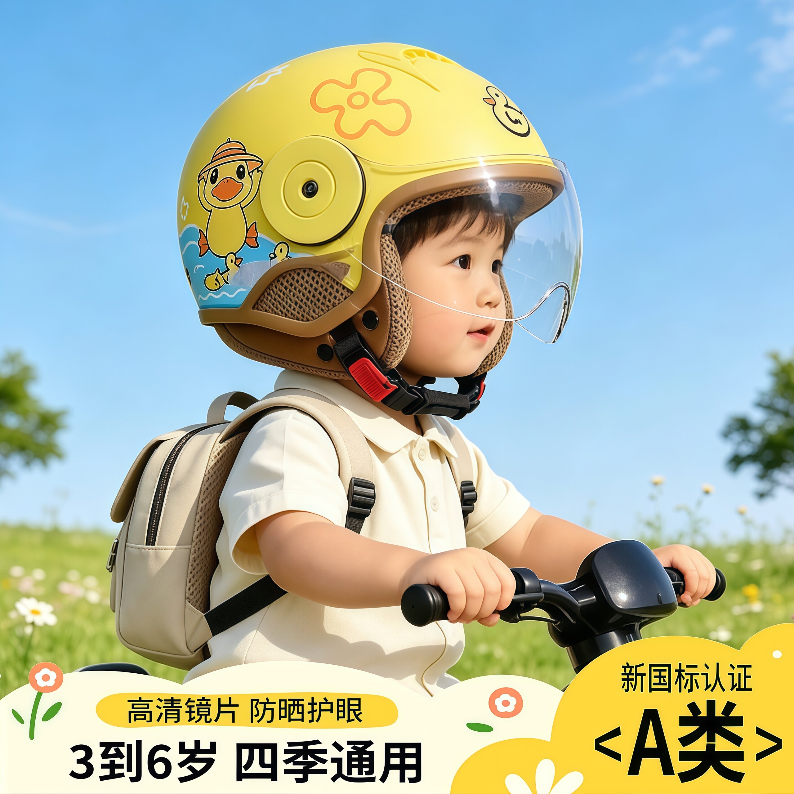 儿童头盔3到6岁3c认证四季款电动车安全帽儿童专用安全头盔骑行