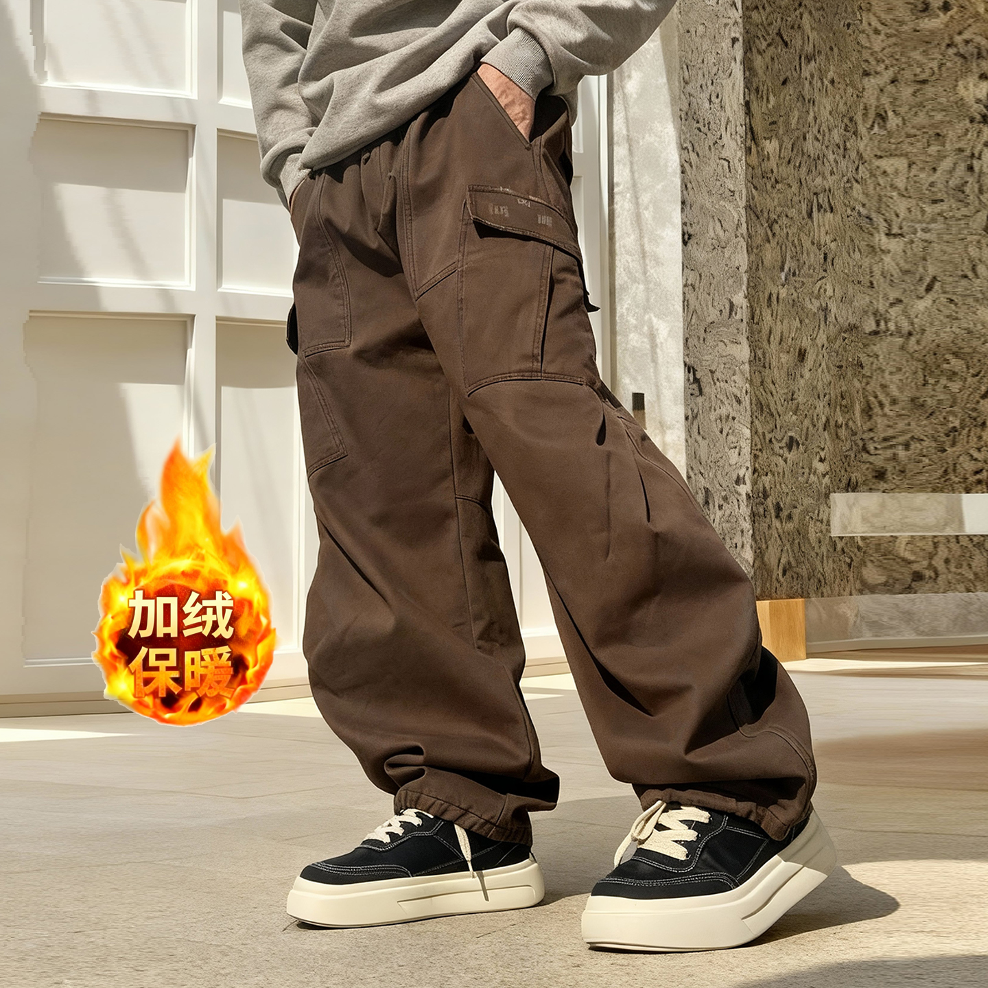 美式工装风宽松多口袋长裤