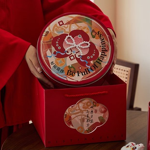 2026新年礼盒包装盒年货盒子礼品盒牛轧糖雪花酥年货马年抱抱桶