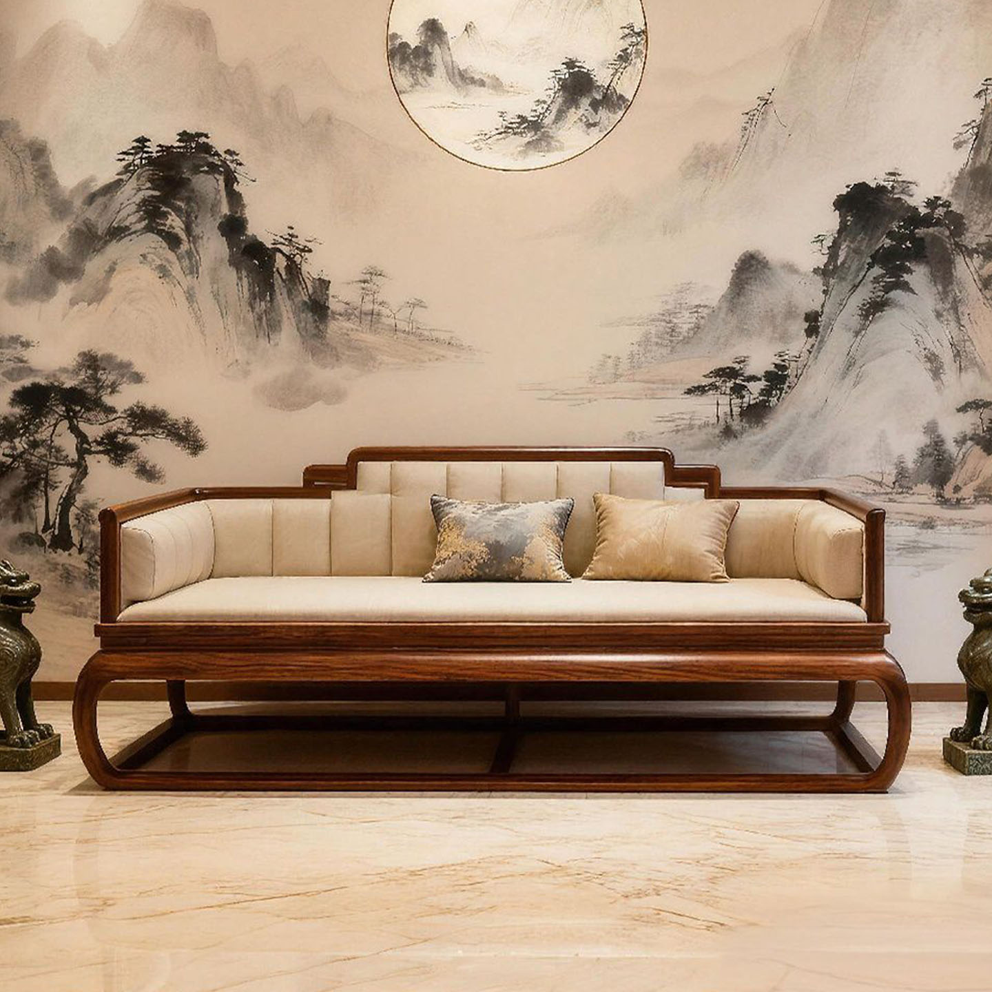 新中式实木罗汉床榻宋式美学沙发