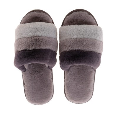 2025家用秋冬北欧风格室内毛绒漏脚趾防滑仿兔毛拖鞋男软底卧室