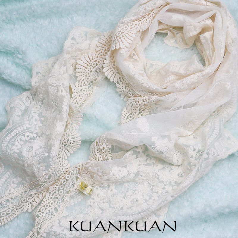 Beautiful soft embroidered lace triangle scarf Mori shawl shawl