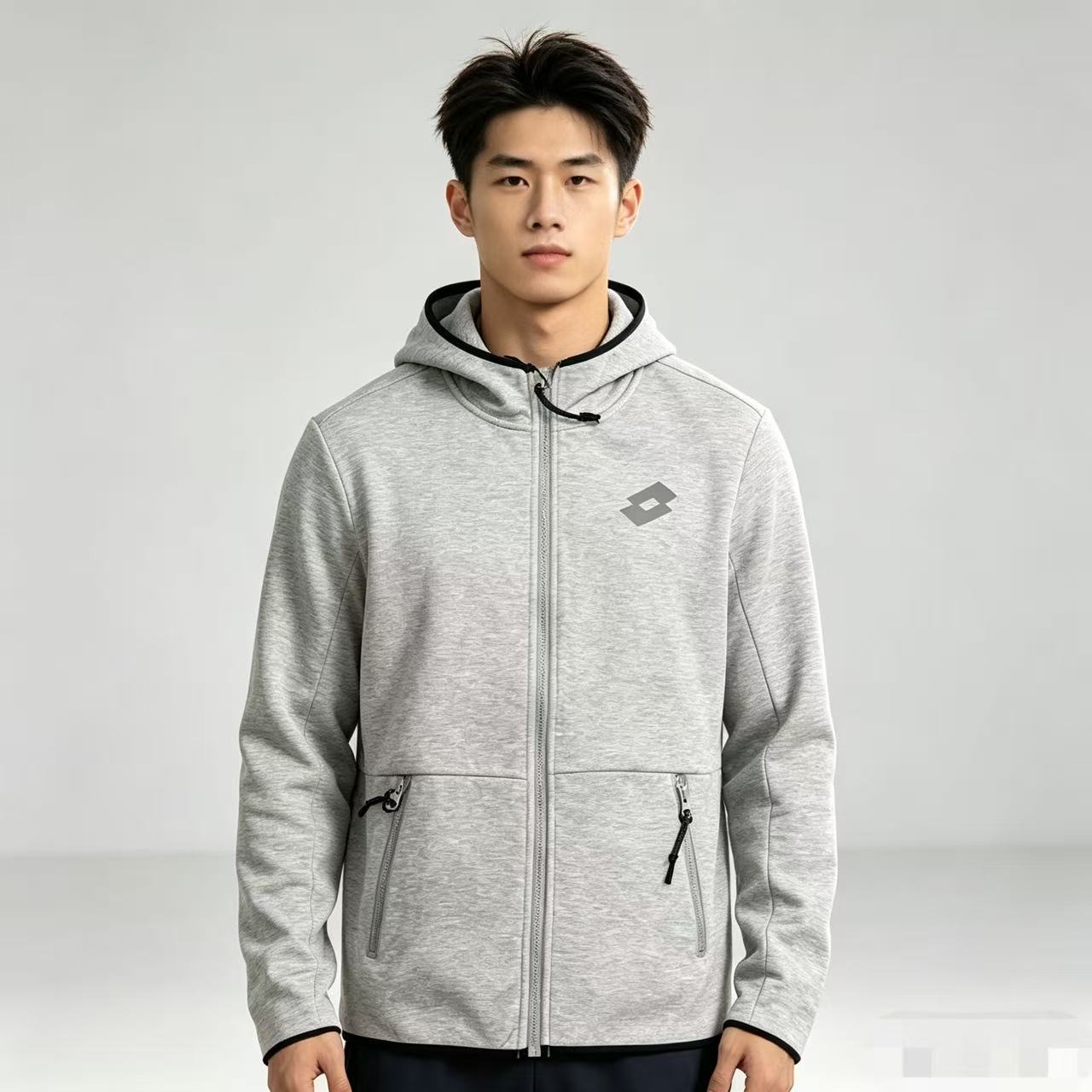 出口无吊牌 LOTTO 乐途 高端WO+系列弹力运动针织拉链口袋卫衣