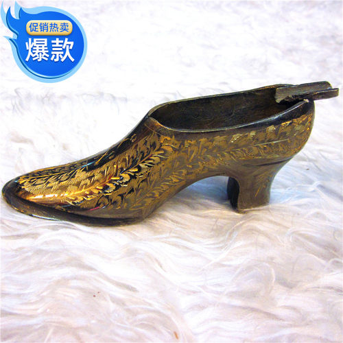 巴基斯坦手工艺品直销铜器铜雕鞋子造型烟灰缸工艺品摆件生活用品