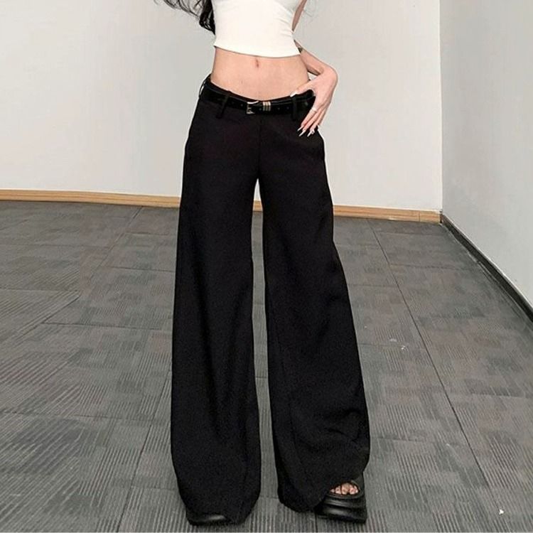 黑色V型微喇西装裤女春秋