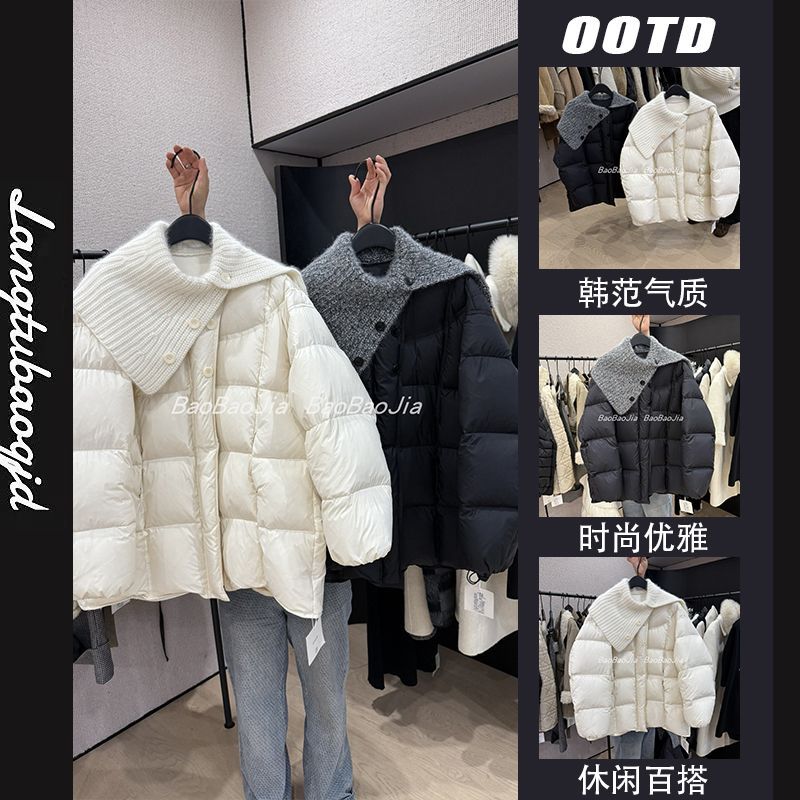 韩系拼接棉服女装冬季202