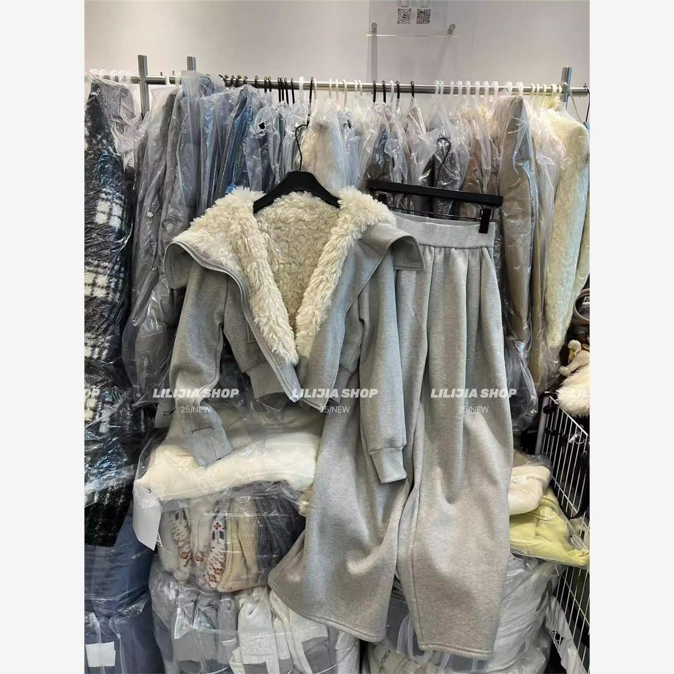 新款秋冬季一整套加厚加绒卫衣套装高级运动休闲外套裤子两件套