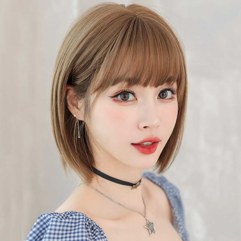 假发女空气刘海层次感bobo波波头假发自然修脸齐刘海短发全头发套