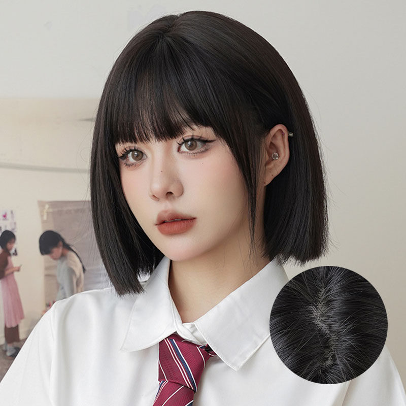 夏季新款假发女一刀切学生头个性清爽齐刘海短发假发套短直发wigs
