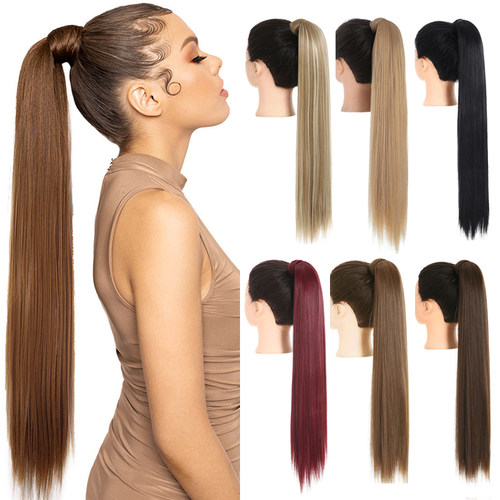 欧美假发女缠绕式魔术贴长直发假发马尾辫隐形高马尾Ponytail wig
