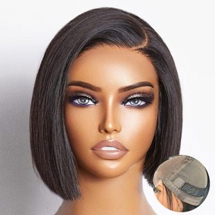 欧美假发女前手织蕾丝BOBO波波头短发真发套5x5 DD Glueless wigs