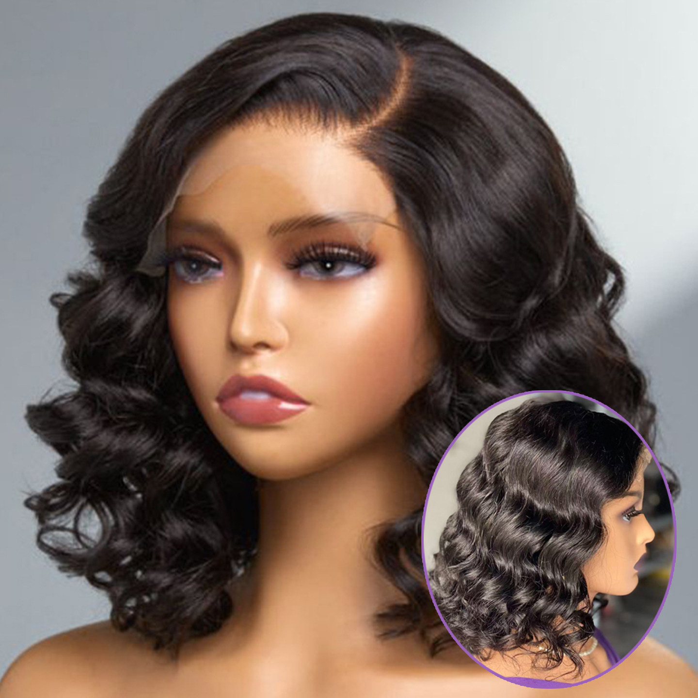 欧美假发女前蕾丝波浪卷真发全头套长卷发loose bouncy lace wigs