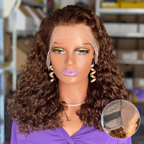 非洲假发女前蕾丝长卷发真发头套隐形棕色小卷发Hunman Hair Wigs