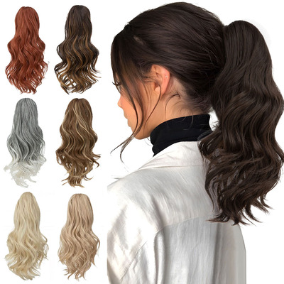 欧美假发女抓夹短卷发马尾假发辫自然蓬松短发高马尾ponytail wig