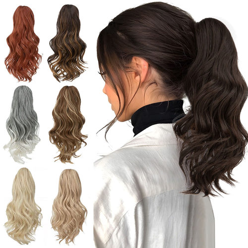 欧美假发女抓夹短卷发马尾假发辫自然蓬松短发高马尾ponytail wig