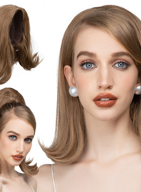 欧美赫本假发女抽绳款发尾外翻短发假发半头套白人隐形短卷发wigs