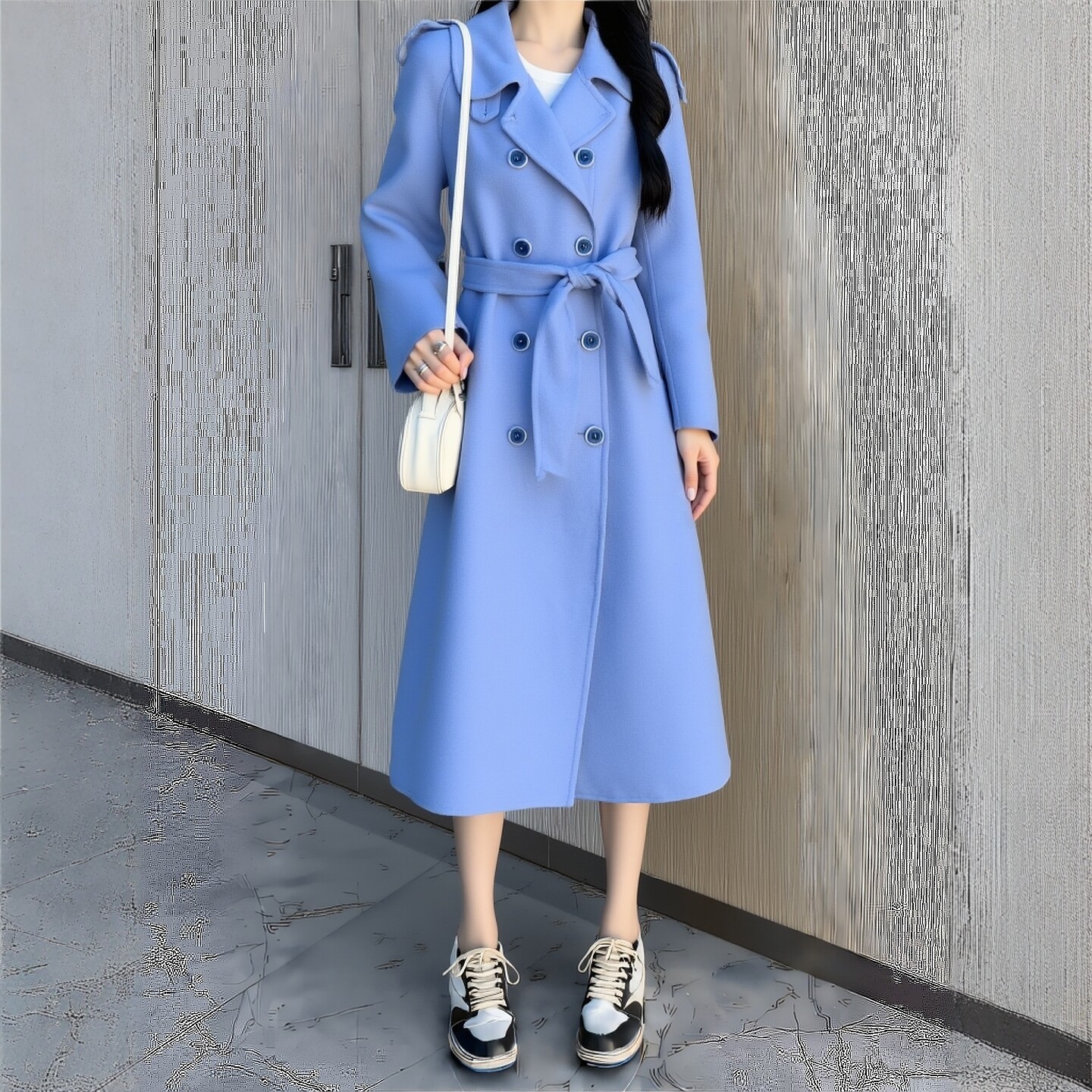 2025冬飘P系列 衣佳人折扣女装 翻领 机车风 双面呢大衣外套 4138