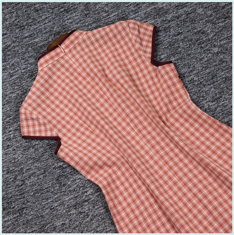 2023 XIACAN H 시리즈 YI JIAREN 할인 여성용 버클 체크 무늬 슬림핏 개선 치파오 드레스