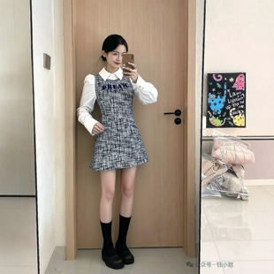 2025冬飘P系列1 衣佳人折扣女装  翻领 假2件套小香风连衣裙 2201