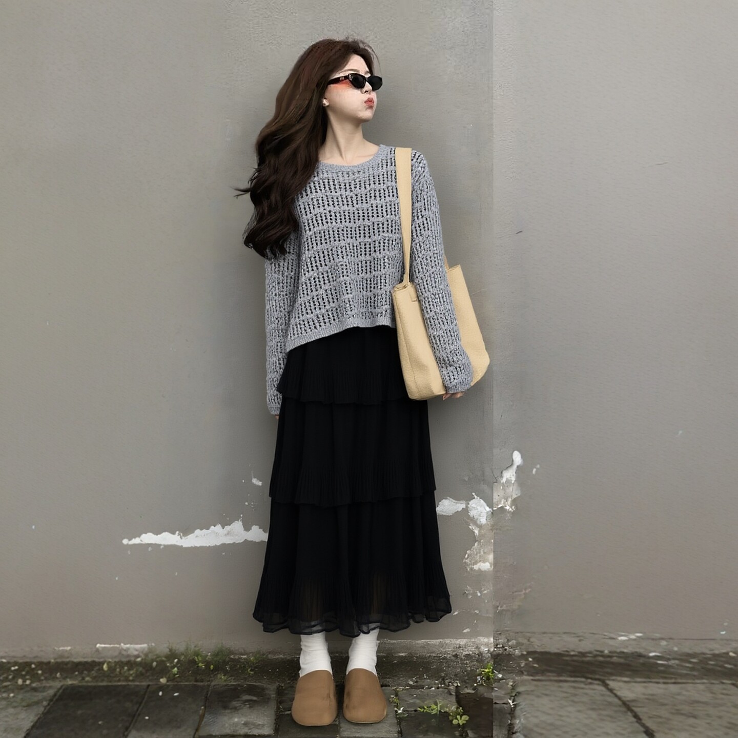 2026春魅M系列 衣佳人折扣女装 吊带连衣裙拼钩花针织衫套装 3603